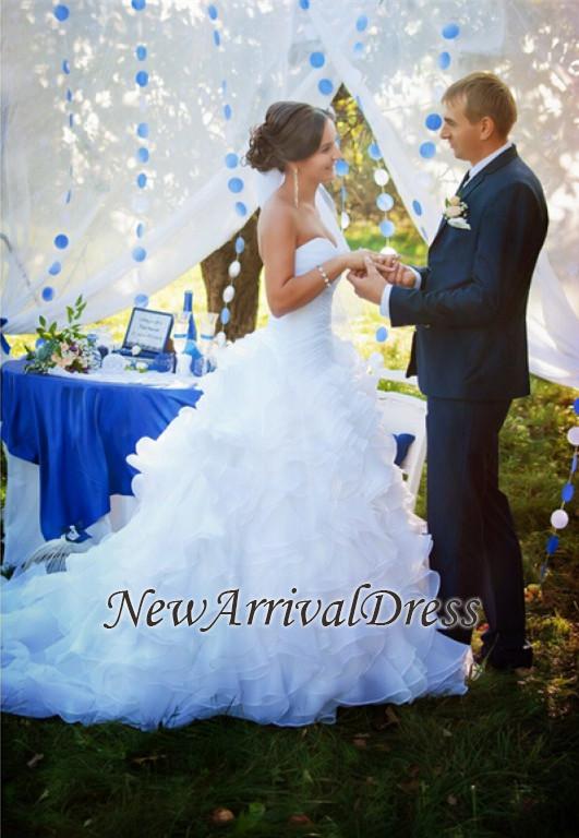 Sexy Ruffles Sweep Train Online Sleeveless Sweetheart Wedding Dresses-newarrivaldress