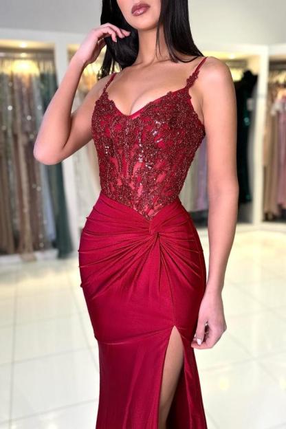 Charming Sweetheart Sequins Mermaid Prom Dress with Front Slit-newarrivaldress
