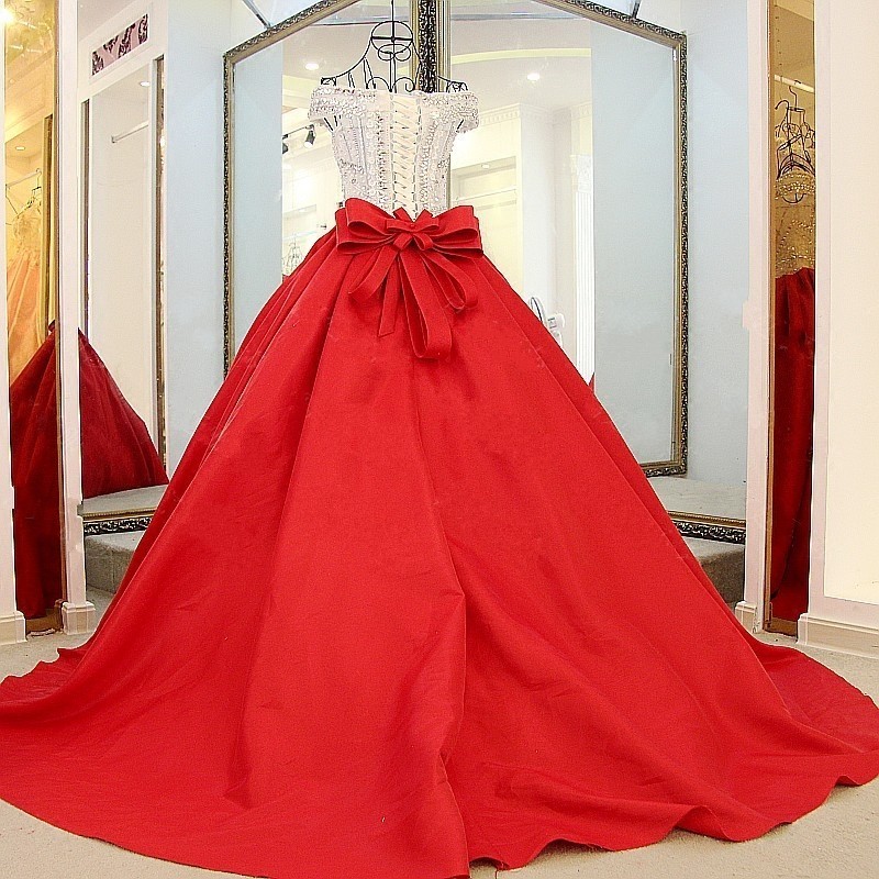 Popular Lace-up Appliques V-Neck Off-the-shoulder Ball Gown Evening Dress-newarrivaldress