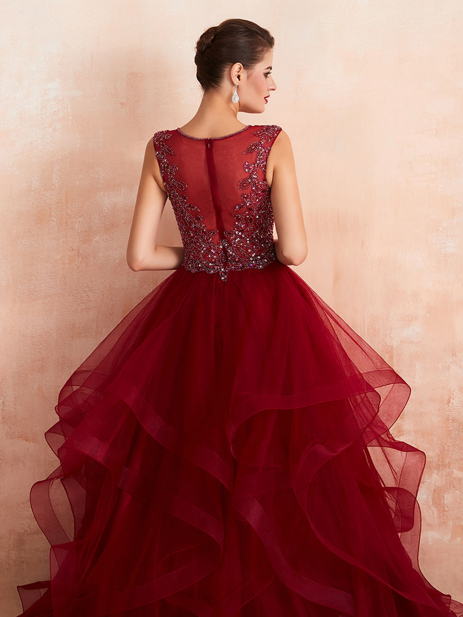Ball Gown Wedding Dress Princess Floor Length V Neck Sleeveless Sequins Tulle Bridal Dresses-newarrivaldress