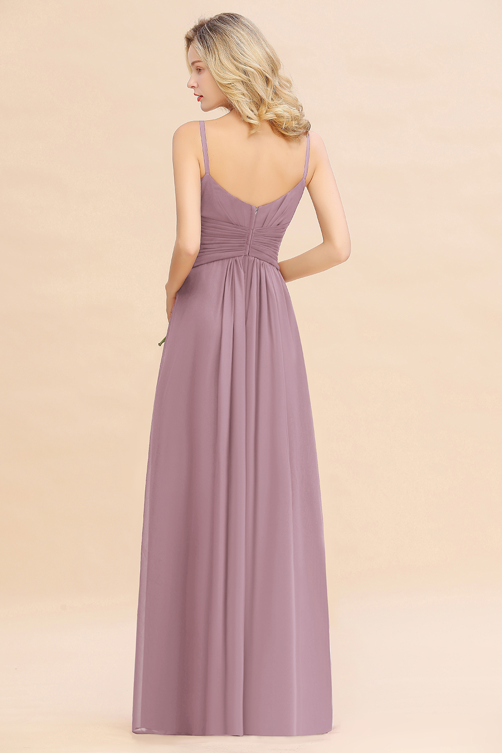 Elegant Sleeveless Ruffle Chiffon Bridesmaid Dress Affordable Backless Long Wedding Party Dress-newarrivaldress
