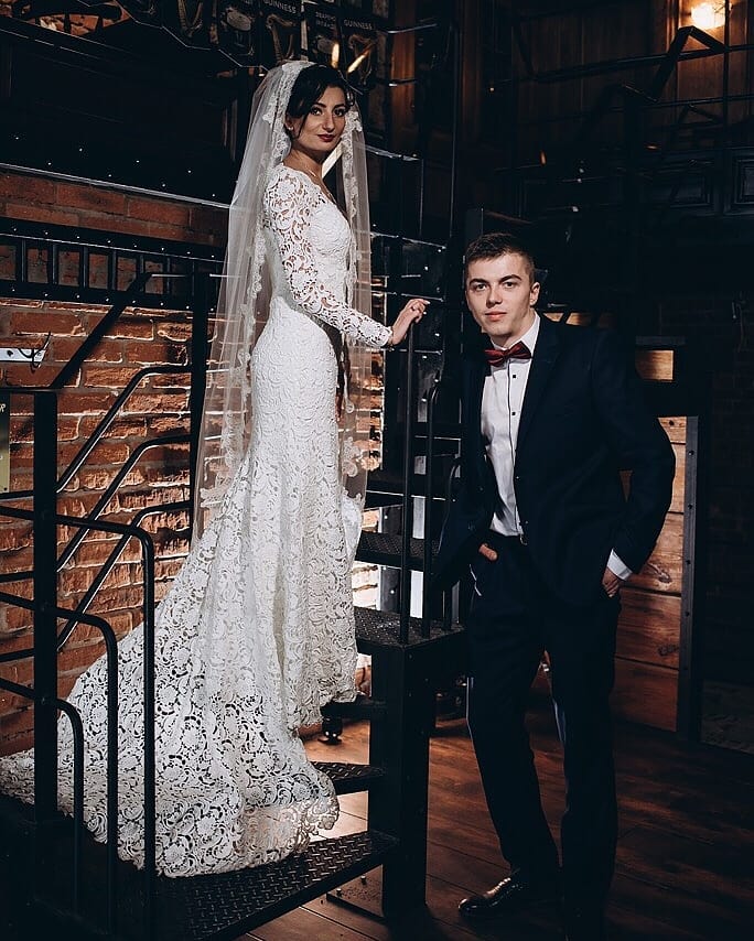 Full Lace Long Sleeve V-Neck Mermaid Wedding Dresses-newarrivaldress