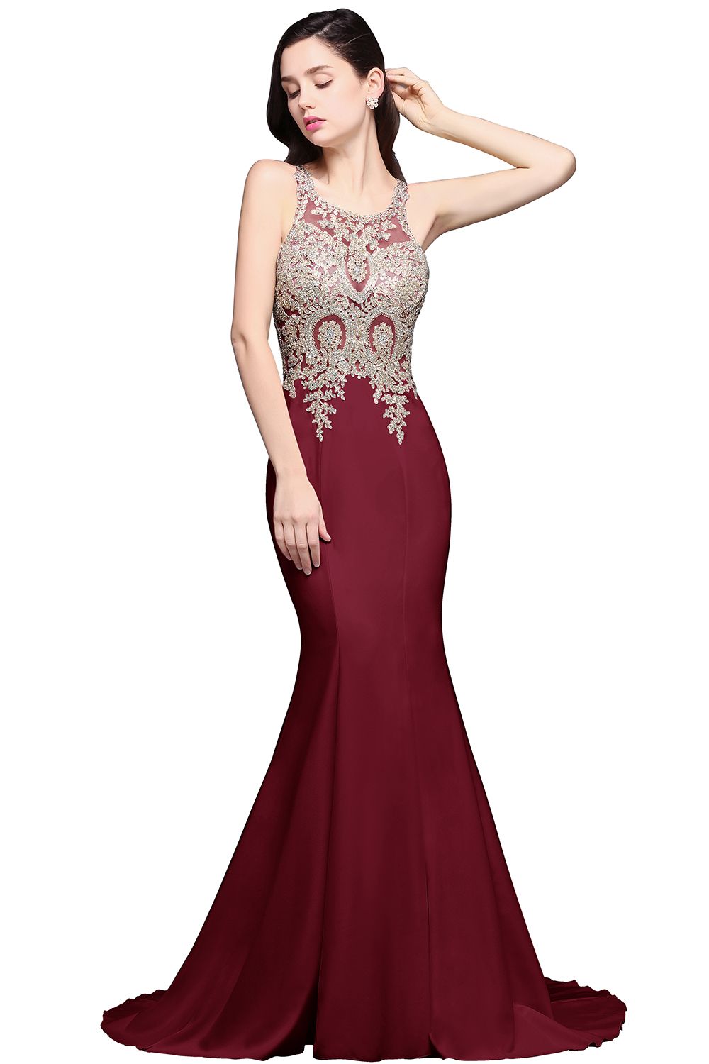 AVERIE | Mermaid Scoop Chiffon Elegant Prom Dress With Appliques-newarrivaldress