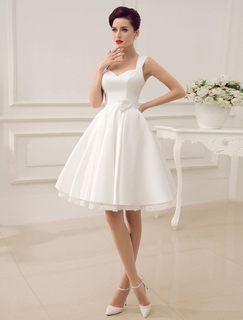 Short Wedding Dresses Satin 1950'S Vintage Bridal Queen Dress Exclusive-newarrivaldress