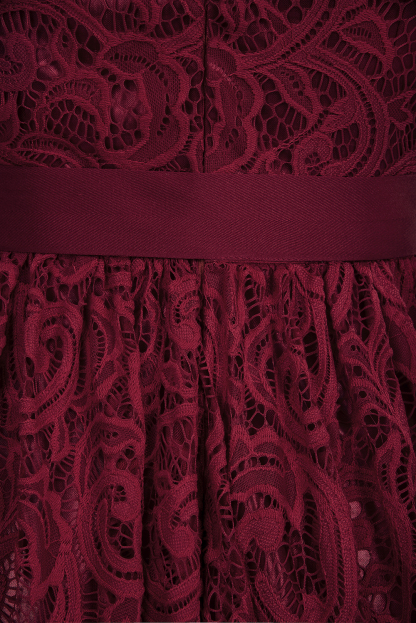 Short Sleeves Seath Red Lace Dresses with Ribbon Bow-newarrivaldress