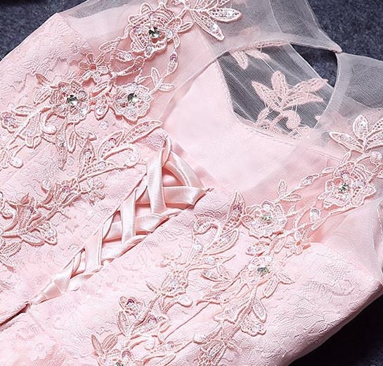 Custom Made A-line Lace Pink Sleeveless Appliques Sexy Short Homecoming Dresses-newarrivaldress