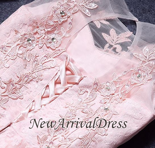 Custom Made A-line Lace Pink Sleeveless Appliques Sexy Short Homecoming Dresses-newarrivaldress