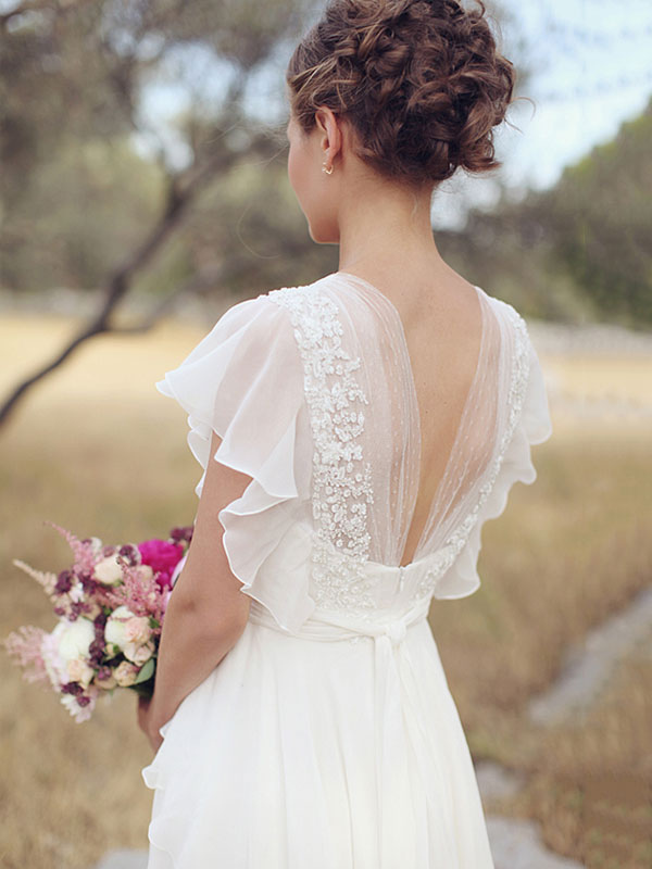 Simple Wedding Dress A Line Designed Neckline Sleeveless Applique Chiffon Bridal Gowns-newarrivaldress