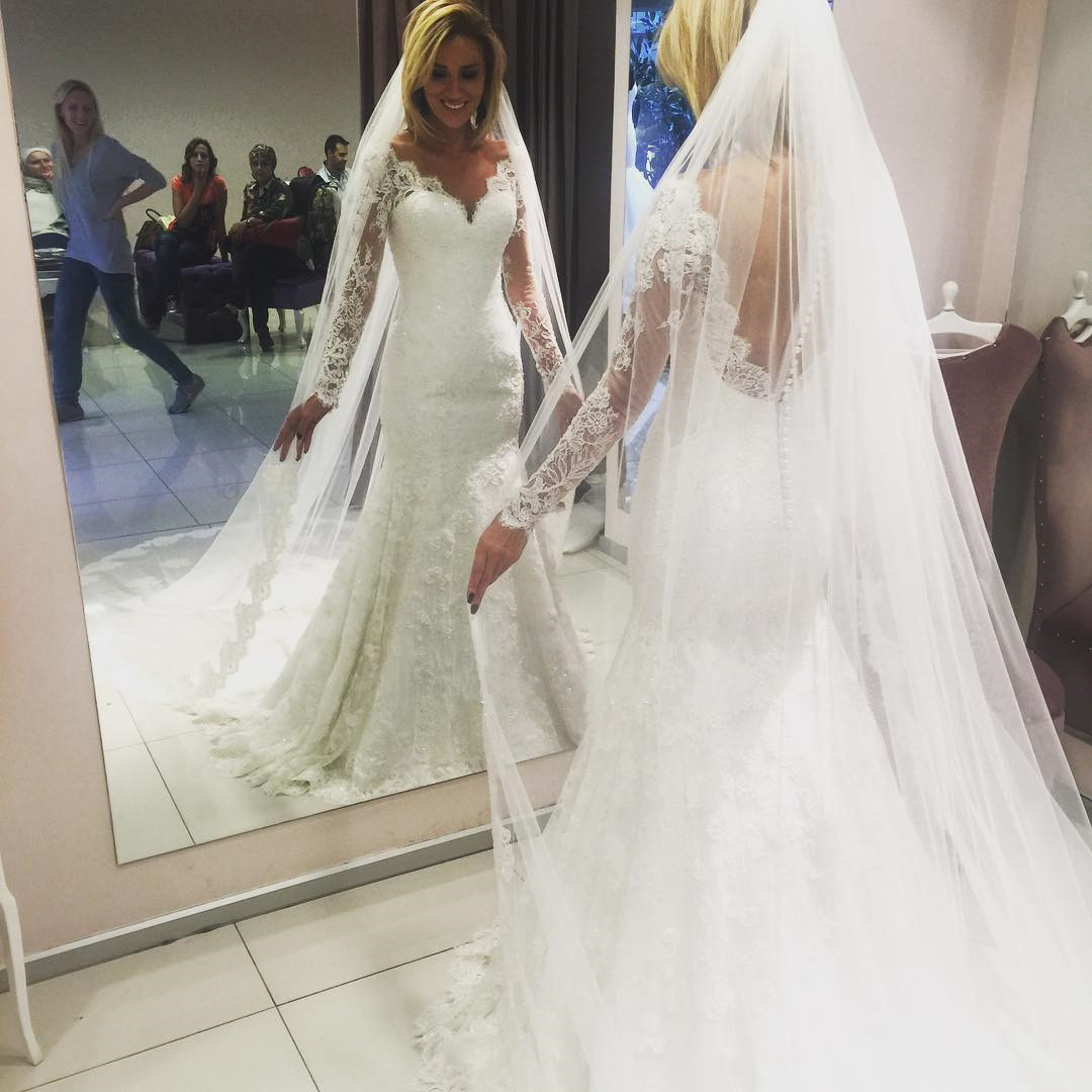 Lace Appliques Mermaid Elegant Long Sleeve Online Glamorous Wedding Dresses-newarrivaldress