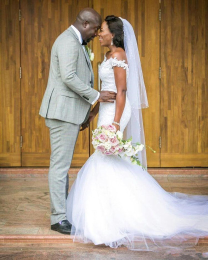 Beautiful Lace Sexy Off The Shoulder Mermaid Tulle Wedding Dresses-newarrivaldress