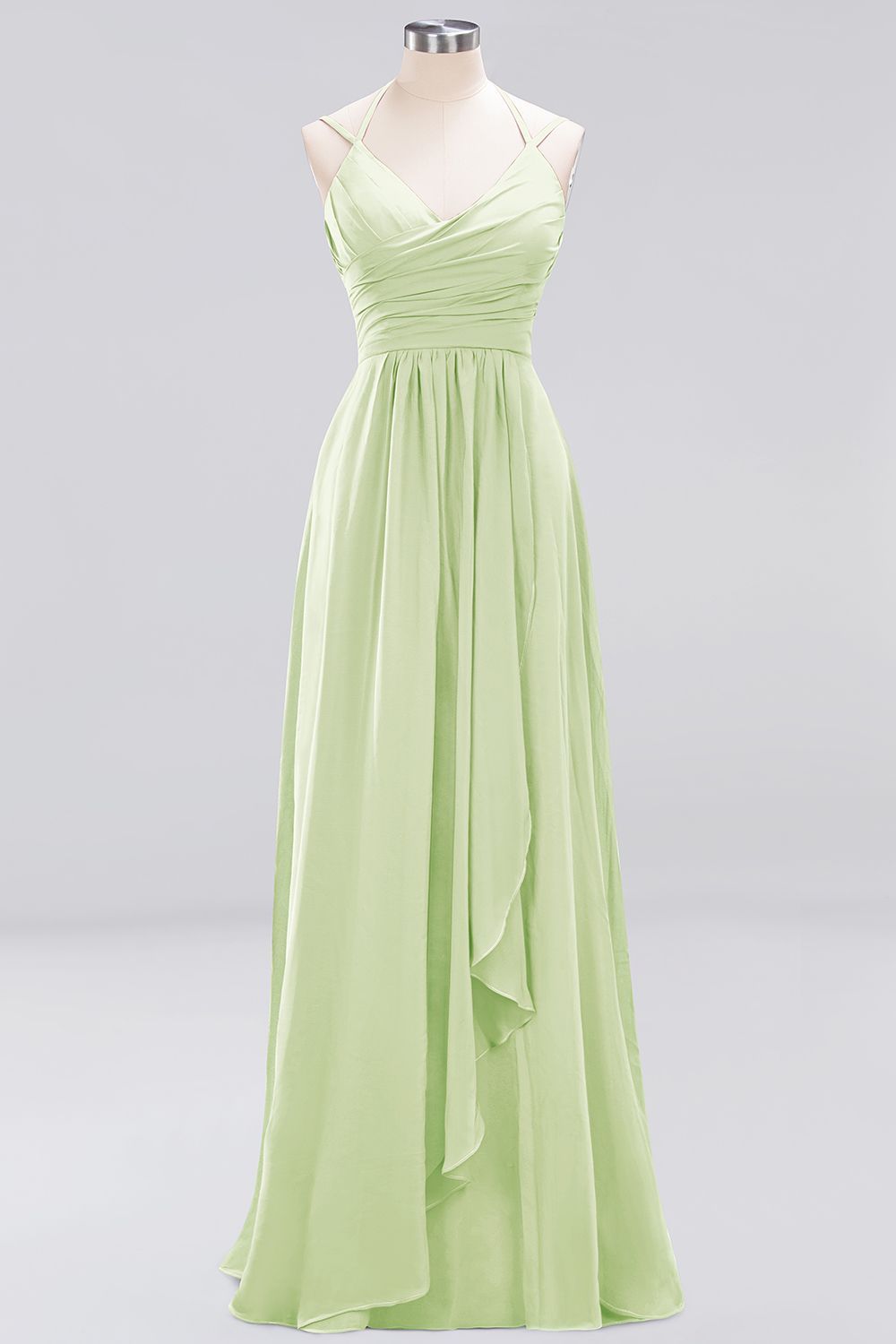 A-line Chiffon Spaghetti Straps Sleeveless Ruffles Floor-Length Bridesmaid Dresses-newarrivaldress