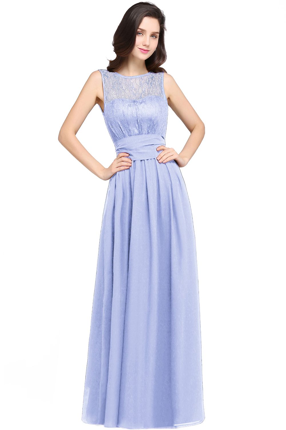 Elegant A-line Floor-length Chiffon Simple Evening Dress Sleeveless-newarrivaldress