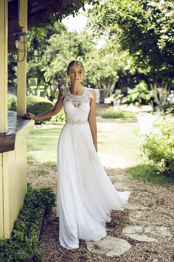 Beach Chiffon Sleeveless Summer Long Glamorous Wedding Dress-newarrivaldress