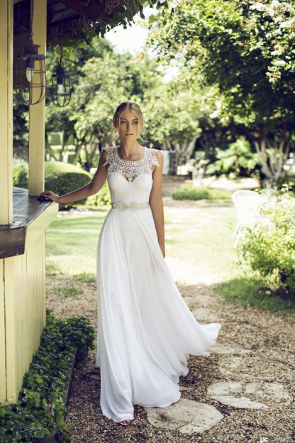 Beach Chiffon Sleeveless Summer Long Glamorous Wedding Dress-newarrivaldress