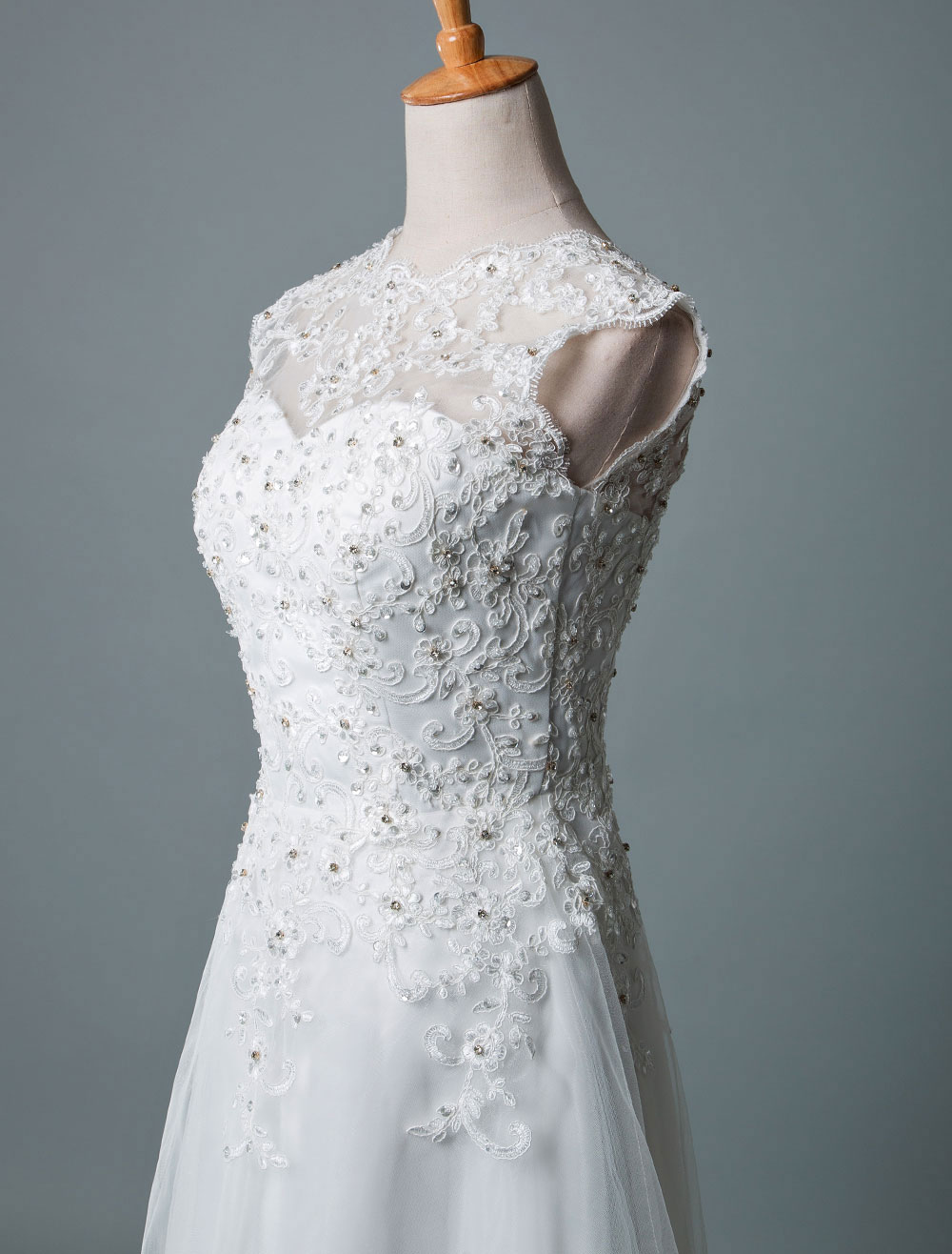 Vintage Wedding Dress Tea Length Jewel Neck Sleeveless A Line Natural Waist Tulle Short Bridal Dress Exclusive-newarrivaldress