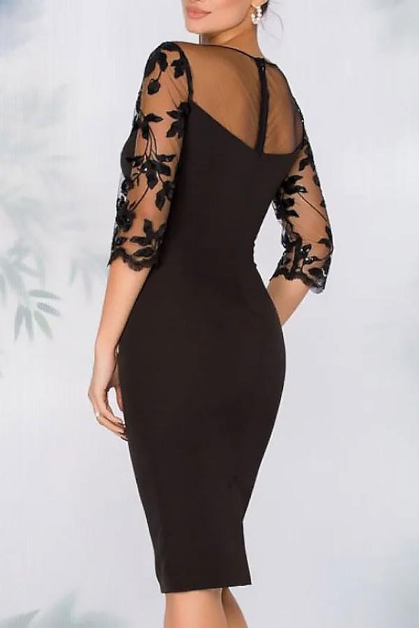 Elegant Half Sleeves Chiffon Mother of the Bride Dress with Apliques Knee-Length Wedding Party Wear Outfit-newarrivaldress