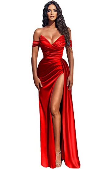 Sexy Off-the-Shoulder Satin Mermaid Prom Dress with Detachable Tail-newarrivaldress