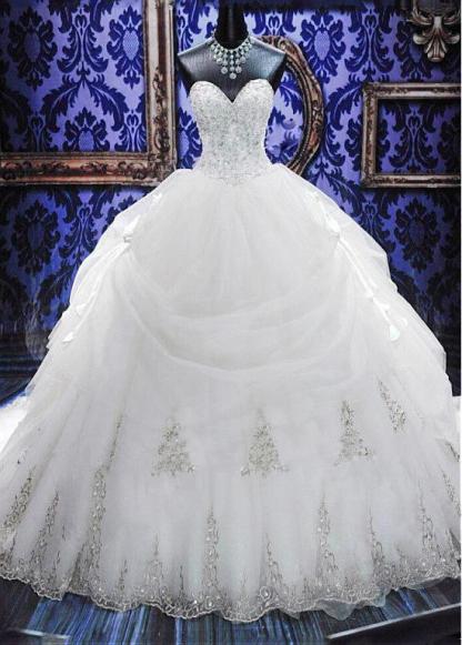 Gorgeous Ball Gown Wedding Dresses with Beads | Sexy Court Train Bridal Gowns with Bowknot-newarrivaldress