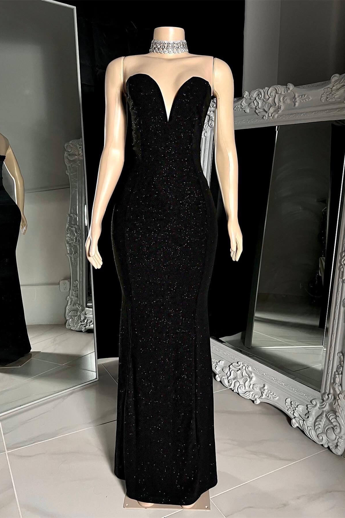 Sleeveless Black Sequins Mermaid Prom Dress Sweetheart Special Occasion Dress-newarrivaldress