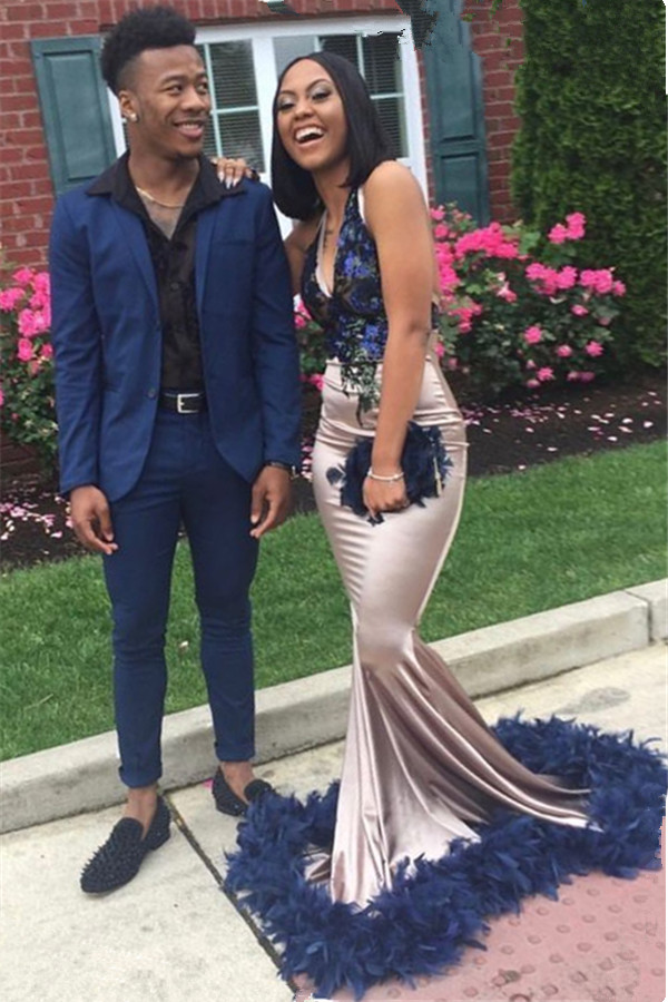 Chic Mermaid V-Neck Straps Long Prom Dress-newarrivaldress