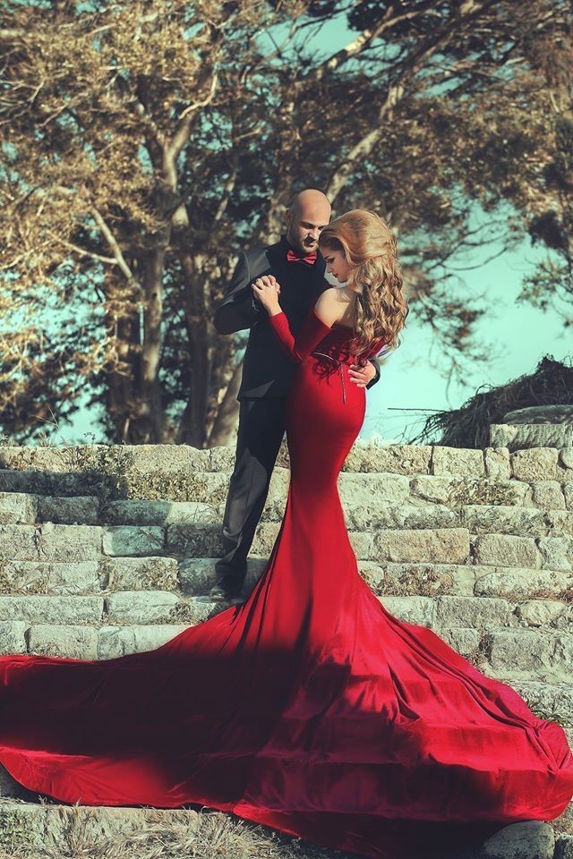 Long Sleeves Velvet Burgundy Mermaid Prom Dresses Off-Shoulder Belt Long Train Formal Sexy Evening Gowns-newarrivaldress