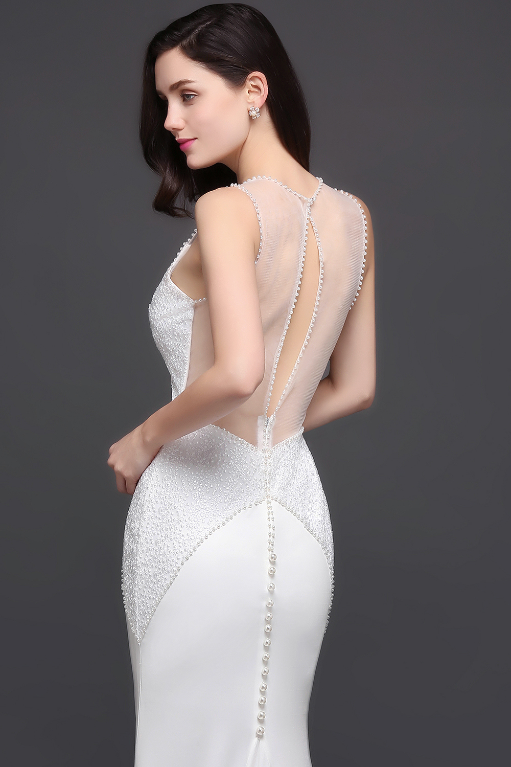 AVERY | Mermaid Scoop Chiffon White Evening Dress With Beadings-newarrivaldress