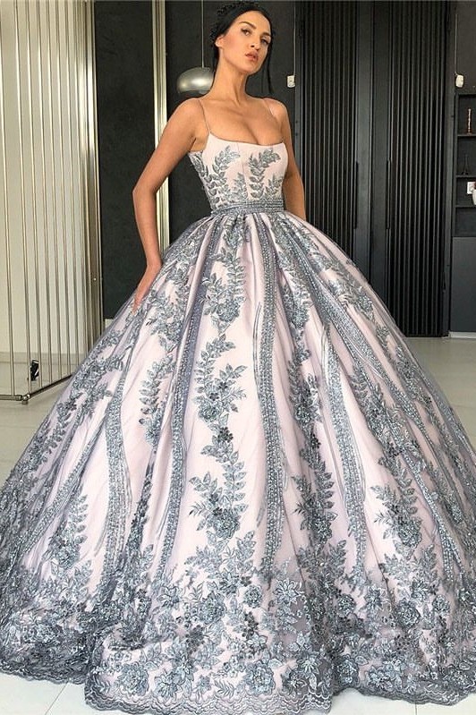 Spaghetti Straps Lace Appliques Evening Dresses | Luxury Princess Ball Gown Prom Dress 2021-newarrivaldress