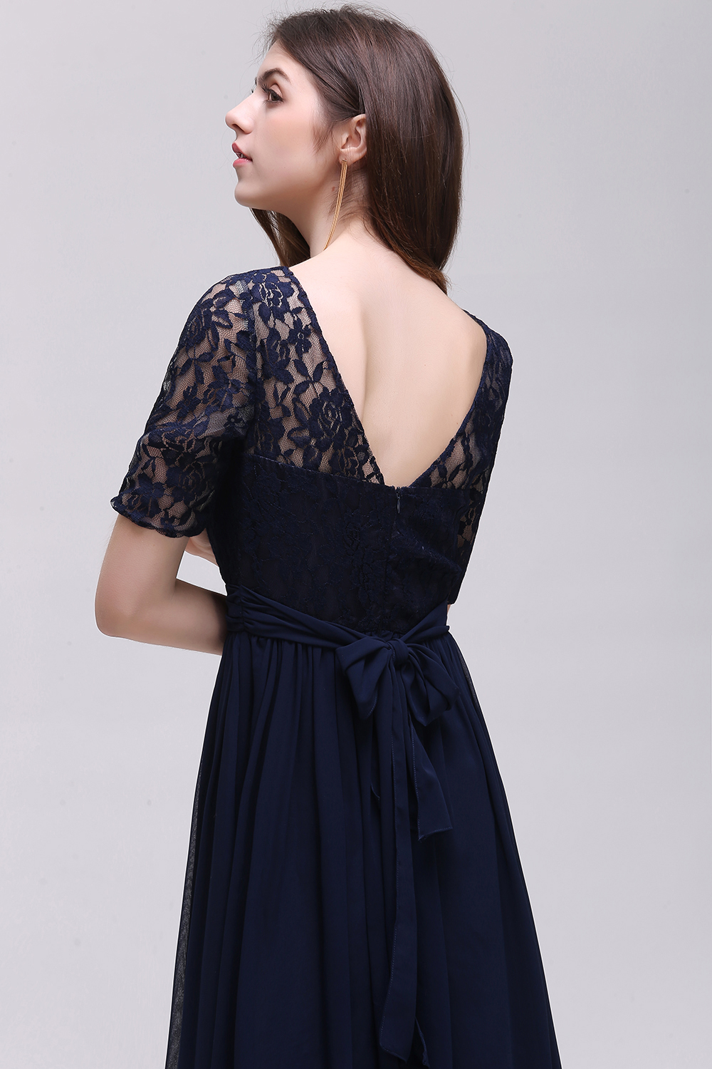 AUBRIELLE | A-line Scoop Chiffon Elegant Prom Dress With Lace-newarrivaldress