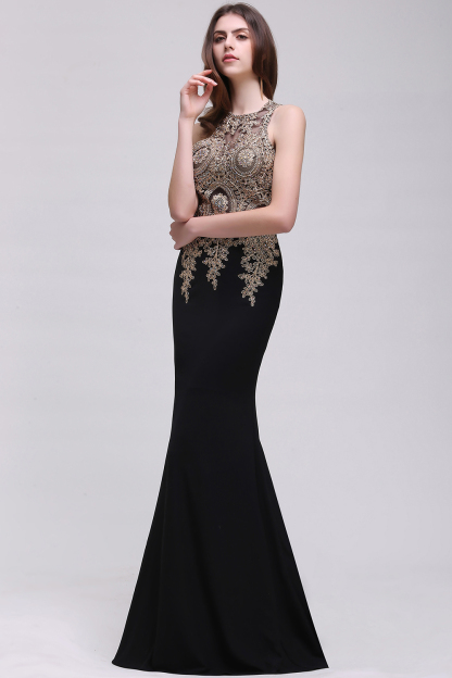 BROOKLYNN | Mermaid Black Prom Dresses with Lace Appliques-newarrivaldress