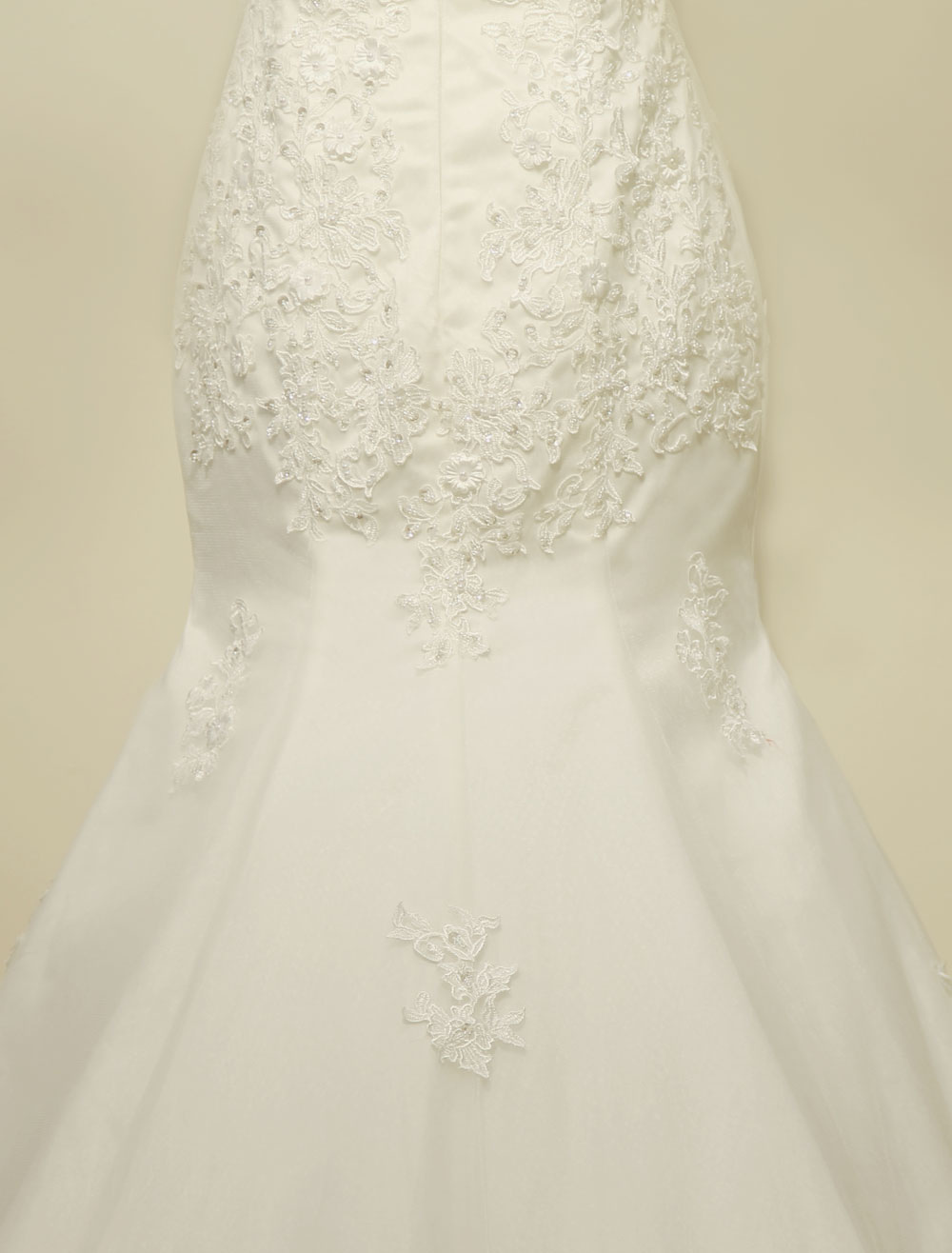 High Qulity Lace Mermaid Wedding Dress Illusion Chaple Train Ivory Beading Bridal Gown-newarrivaldress