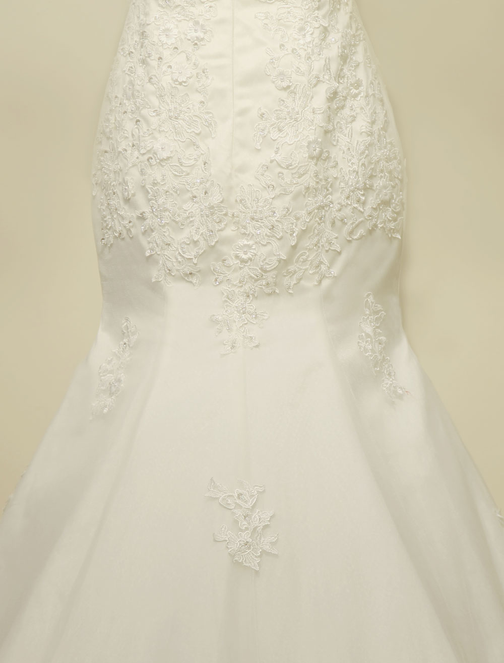 High Qulity Lace Mermaid Wedding Dress Illusion Chaple Train Ivory Beading Bridal Gown-newarrivaldress