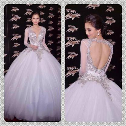 Wedding Dresses Online Appliques Lace Long Sleeve Ball Gown Bridal Dresses-newarrivaldress