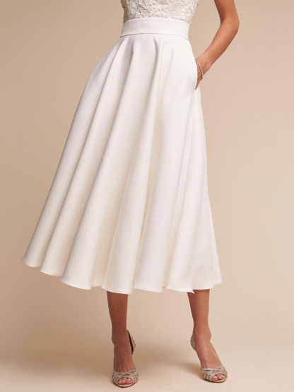 Short Wedding Dress V Neck Sleeveless A Line Tea Length Straps Bridal Gowns-newarrivaldress