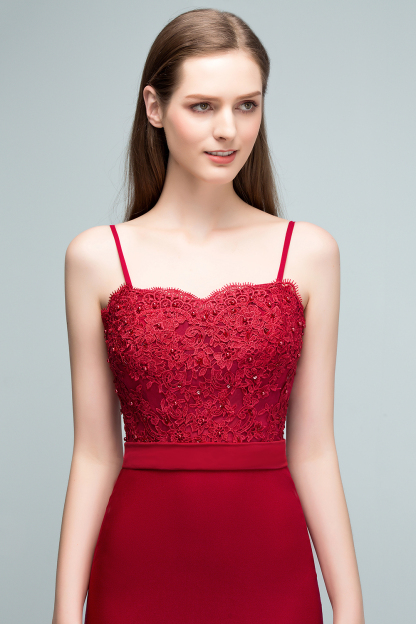 VALERY | Mermaid Spaghetti Sweetheart Long Burgundy Appliques Prom Dresses with Beads-newarrivaldress