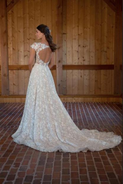 Elegant Aline Lace Wedding Dress Cap Sleeves Bridal Dress with Appliques-newarrivaldress