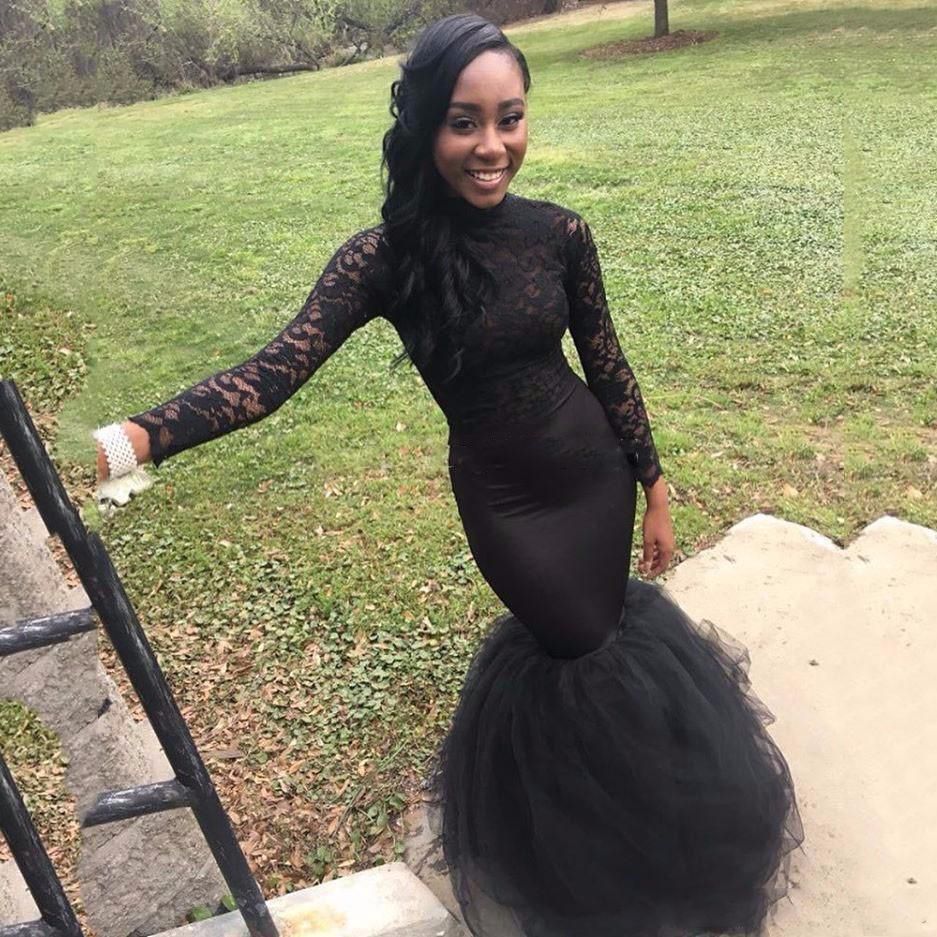 Black Long-Sleeve Mermaid Prom Dress |Lace Evening Gowns BA8542-newarrivaldress