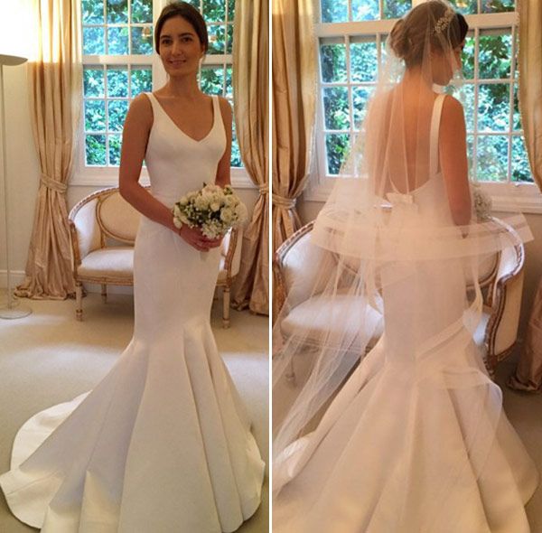 Open Back Elegant V-Neck Sleeveless Mermaid Wedding Dresses-newarrivaldress