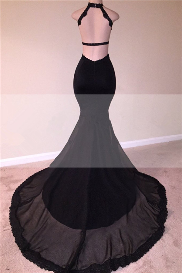 Open Back Black Mermaid Junior Long Prom Dresses | Sleeveless Formal Evening Dresses Online-newarrivaldress