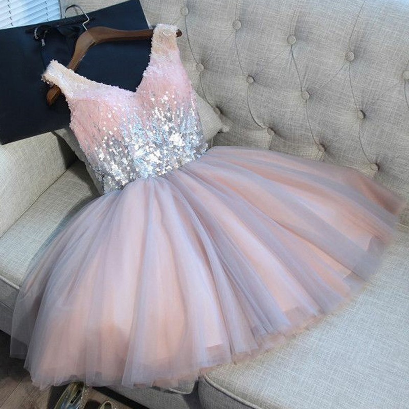 Delicate Sequined Pink Straps Sexy Short Homecoming Dresses | Custom Made A-line Party Gown BA9973-newarrivaldress