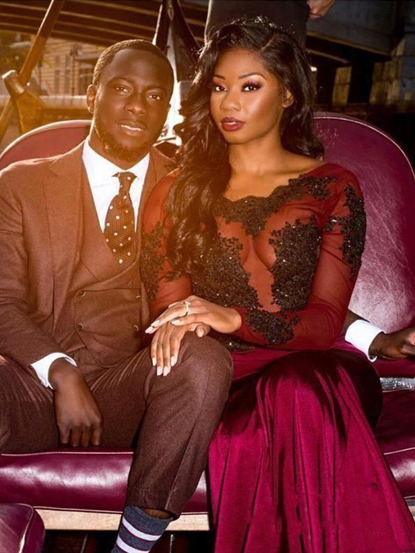 Gorgeous Scoop Long Sleeves Lace Appliques Tulle Sexy Mermaid Floor-Length Prom Dresses-newarrivaldress