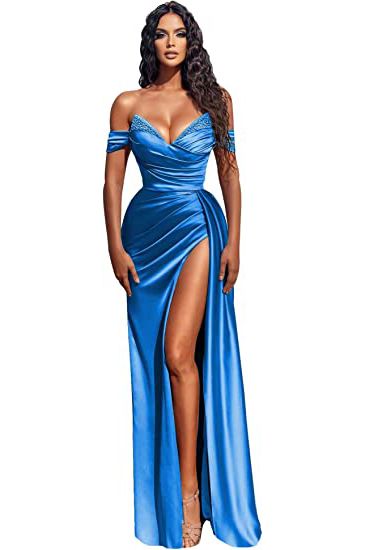 Sexy Off-the-Shoulder Satin Mermaid Prom Dress with Detachable Tail-newarrivaldress