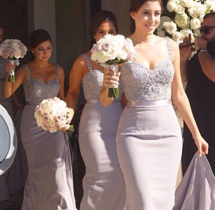 Mermaid Bridesmaid Dresses Lace Beading Straps Bridal Party Maid of Honor Dresses-newarrivaldress