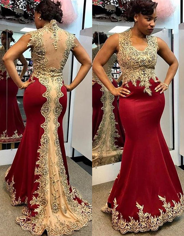 Glamorous Mermaid Long Sleeveless Sweep Train Prom Dress | Plus Size Prom Dress BA6950-newarrivaldress