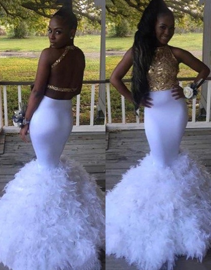 Mermaid Halter Sleeveless Appliques Long Prom Dress-newarrivaldress