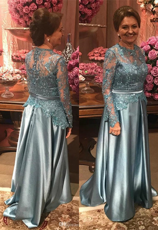 Elegant Lace Appliques A-line Long Sleeve Mother Of Bride Dress-newarrivaldress