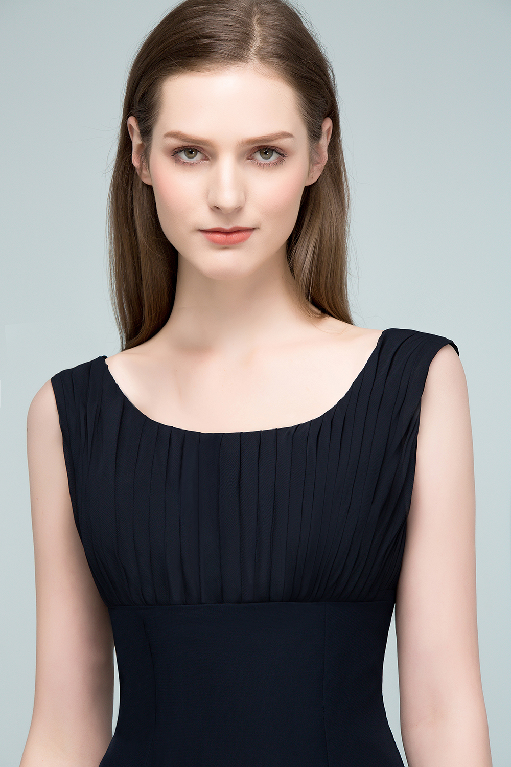 SUZANNE | A-line Tea Length Sleeveless Ruffled Chiffon Bridesmaid Dresses-newarrivaldress