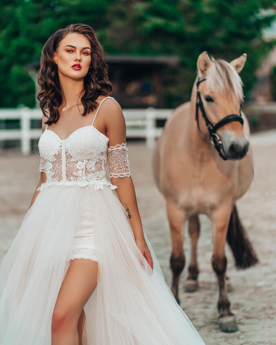 Boho Spaghetti Straps Tulle Wedding Dress with Side Split-newarrivaldress