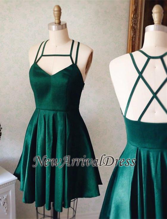 New Arrival Mini Green Sleeveless Spaghetti Straps Sexy Short Homecoming Dresses-newarrivaldress