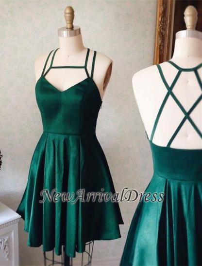 New Arrival Mini Green Sleeveless Spaghetti Straps Sexy Short Homecoming Dresses-newarrivaldress