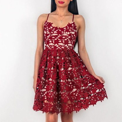Delicate Lace Red Spaghetti Strap Homecoming Dress | Short A-line Party Gown-newarrivaldress